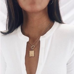 Rose Square Medallion Pendant Minimal Necklace